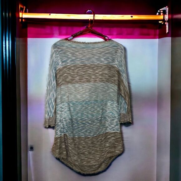 Vintage Y2K 212 New York TWO ONE TWO Blue/Tan Striped Lightweight Sweater XL - Picture 3 of 16